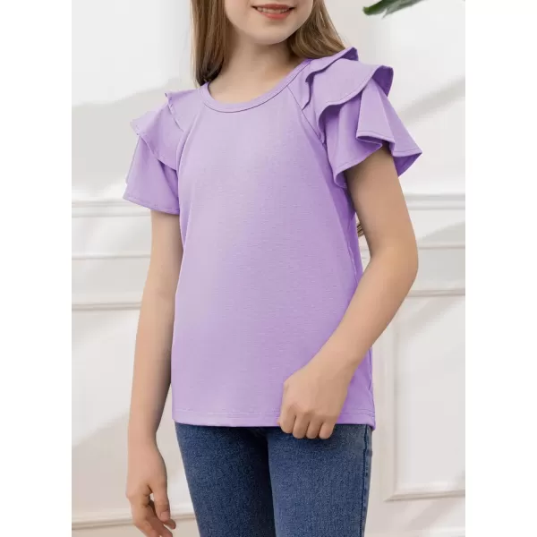 blibean Girls Fashion Layer Ruffle Short Sleeve Shirt Size 6-15 Years