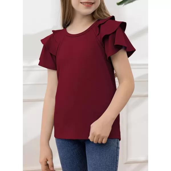 blibean Girls Fashion Layer Ruffle Short Sleeve Shirt Size 6-15 Years