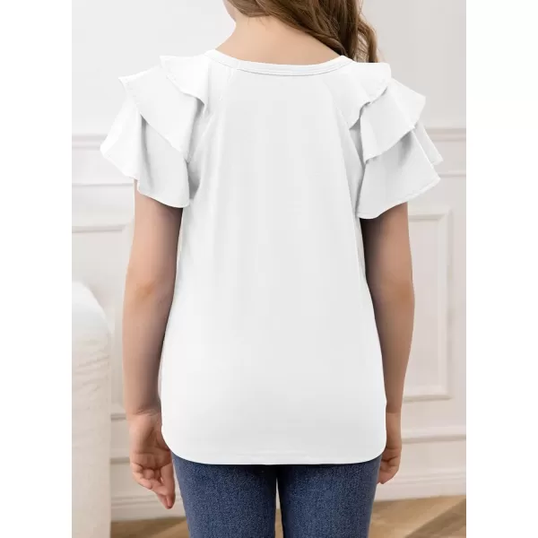 blibean Girls Fashion Layer Ruffle Short Sleeve Shirt Size 6-15 Years