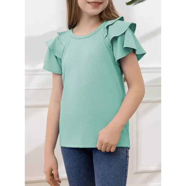 blibean Girls Fashion Layer Ruffle Short Sleeve Shirt Size 6-15 Years