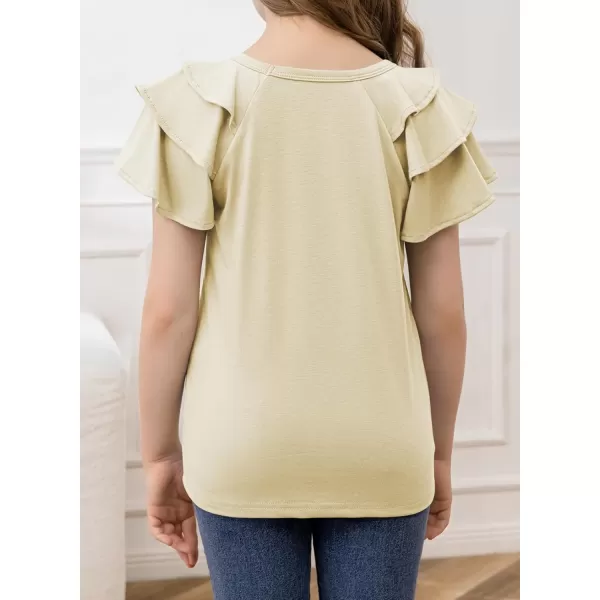 blibean Girls Fashion Layer Ruffle Short Sleeve Shirt Size 6-15 Years