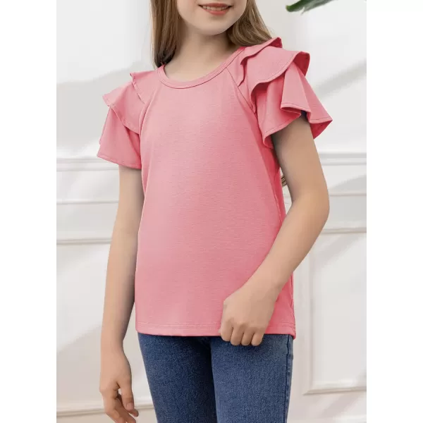 blibean Girls Fashion Layer Ruffle Short Sleeve Shirt Size 6-15 Years