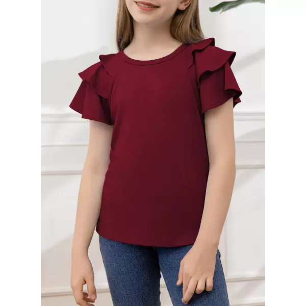 blibean Girls Fashion Layer Ruffle Short Sleeve Shirt Size 6-15 Years