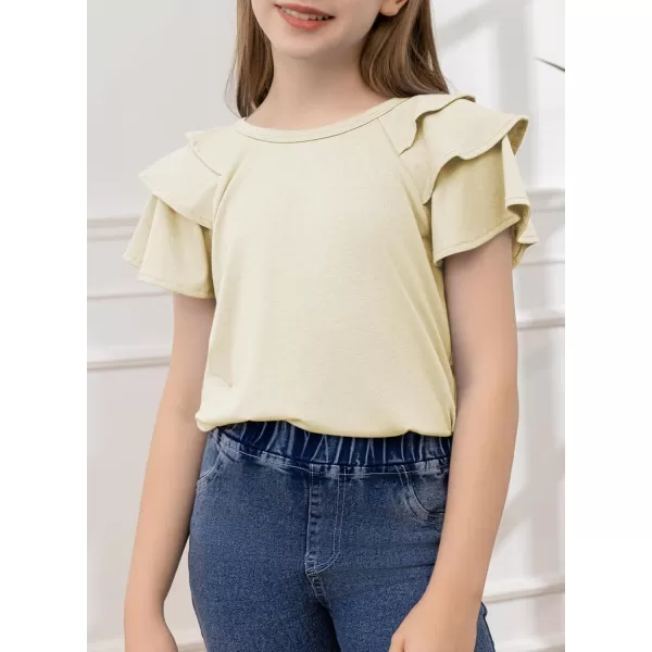 blibean Girls Fashion Layer Ruffle Short Sleeve Shirt Size 6-15 Years