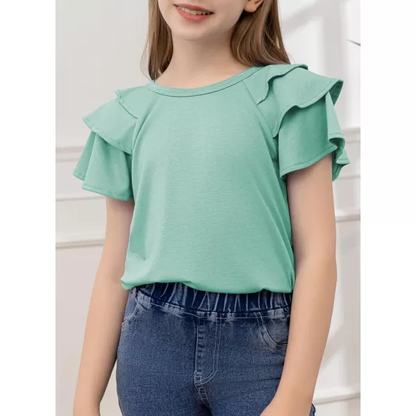 blibean Girls Fashion Layer Ruffle Short Sleeve Shirt Size 6-15 Years