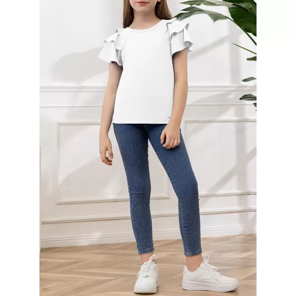 blibean Girls Fashion Layer Ruffle Short Sleeve Shirt Size 6-15 Years