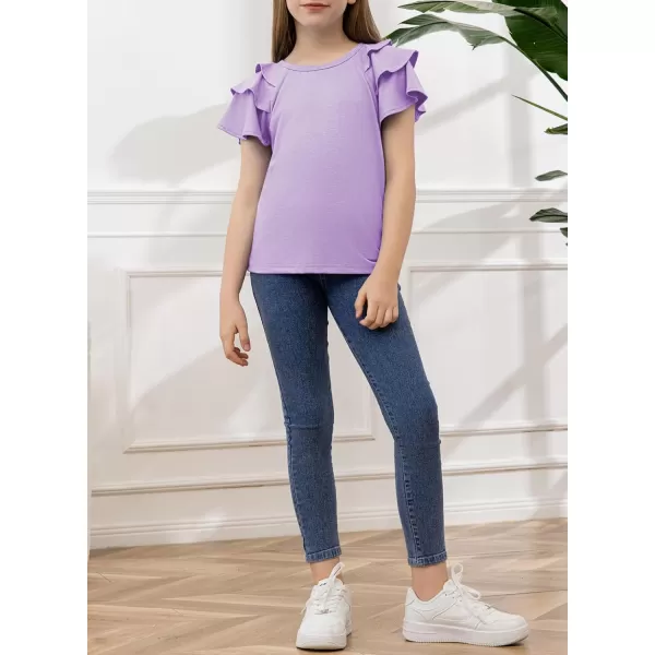 blibean Girls Fashion Layer Ruffle Short Sleeve Shirt Size 6-15 Years