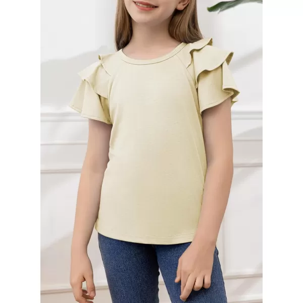 blibean Girls Fashion Layer Ruffle Short Sleeve Shirt Size 6-15 Years