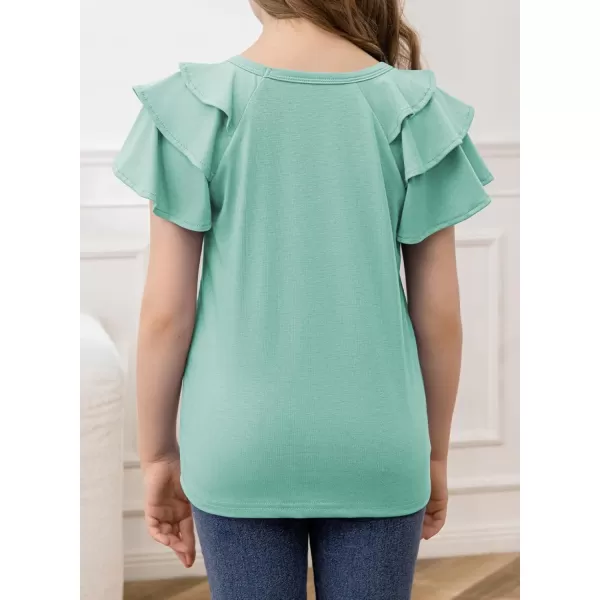 blibean Girls Fashion Layer Ruffle Short Sleeve Shirt Size 6-15 Years