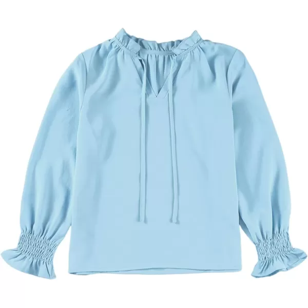 blibean Girls Long Sleeve Chiffon Blouses V Neck Smocked Cuffs Shirts Tops 6-15 Years