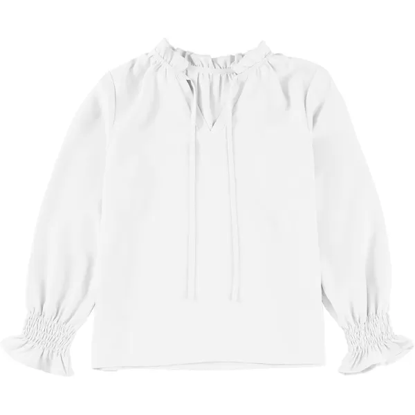 blibean Girls Long Sleeve Chiffon Blouses V Neck Smocked Cuffs Shirts Tops 6-15 Years
