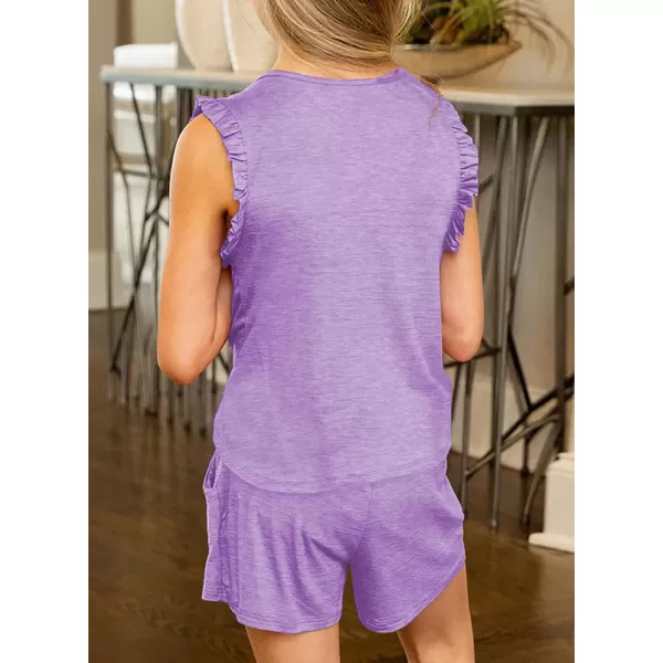blibean Girls Summer Clothes Sets Ruffle Sleeveless Matching Outfits Size 4-13 Year Old