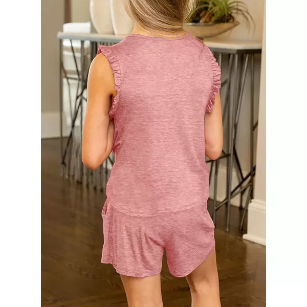 blibean Girls Summer Clothes Sets Ruffle Sleeveless Matching Outfits Size 4-13 Year Old
