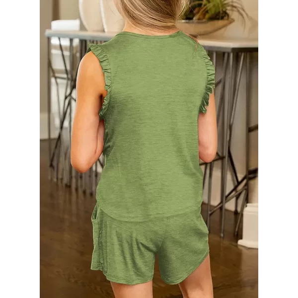 blibean Girls Summer Clothes Sets Ruffle Sleeveless Matching Outfits Size 4-13 Year Old