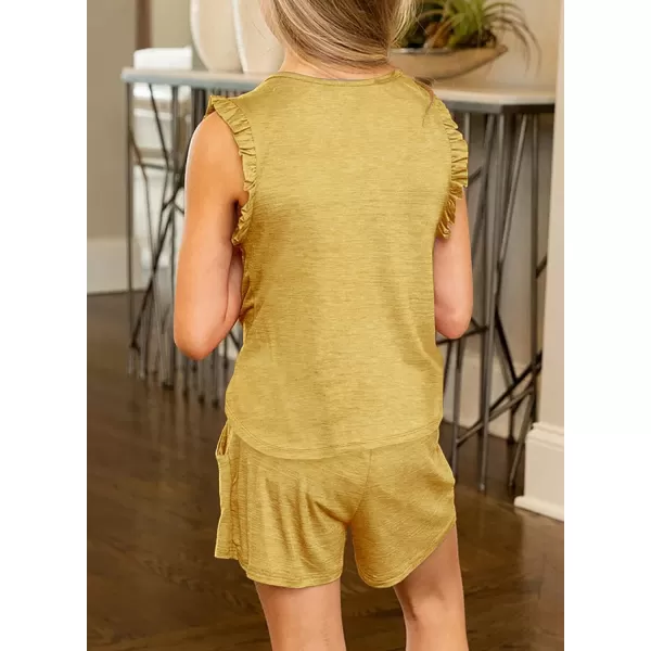 blibean Girls Summer Clothes Sets Ruffle Sleeveless Matching Outfits Size 4-13 Year Old