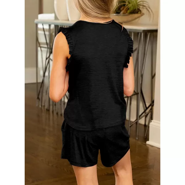 blibean Girls Summer Clothes Sets Ruffle Sleeveless Matching Outfits Size 4-13 Year Old
