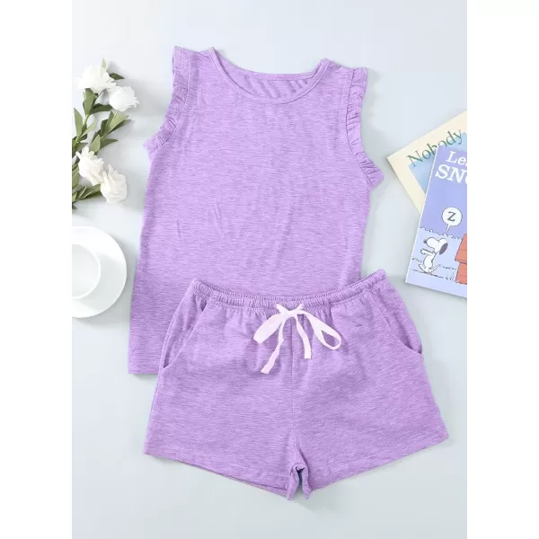 blibean Girls Summer Clothes Sets Ruffle Sleeveless Matching Outfits Size 4-13 Year Old