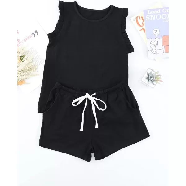 blibean Girls Summer Clothes Sets Ruffle Sleeveless Matching Outfits Size 4-13 Year Old