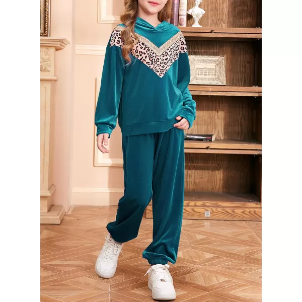 blibean Girls Velvet Clothes Set Tween Leopard Jogger Sweatsuit Outfits Size 6-15 Years