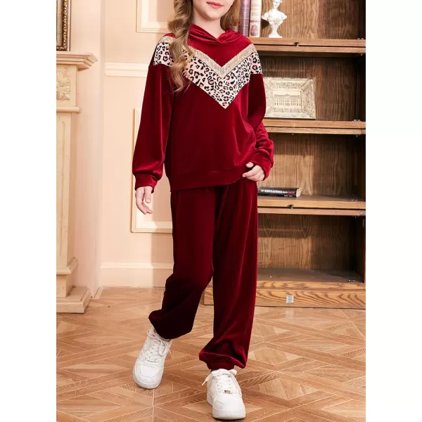 blibean Girls Velvet Clothes Set Tween Leopard Jogger Sweatsuit Outfits Size 6-15 Years