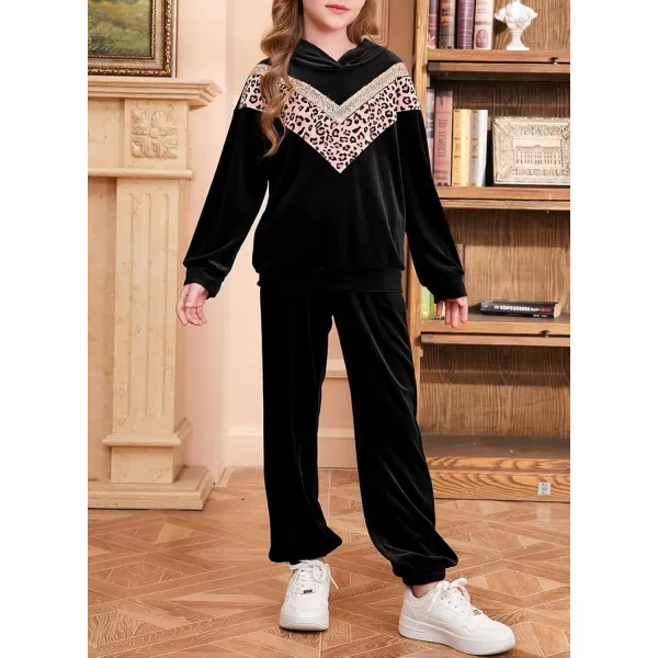 blibean Girls Velvet Clothes Set Tween Leopard Jogger Sweatsuit Outfits Size 6-15 Years