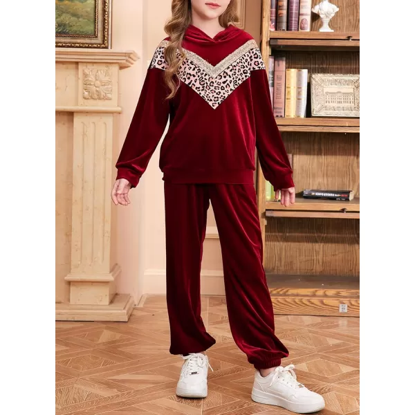 blibean Girls Velvet Clothes Set Tween Leopard Jogger Sweatsuit Outfits Size 6-15 Years