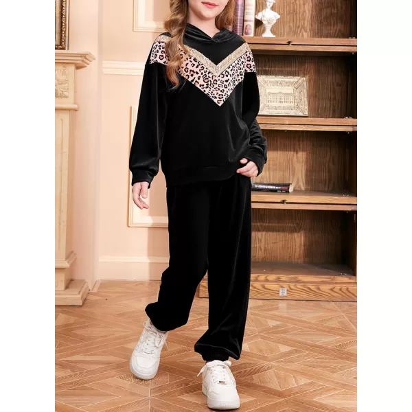 blibean Girls Velvet Clothes Set Tween Leopard Jogger Sweatsuit Outfits Size 6-15 Years