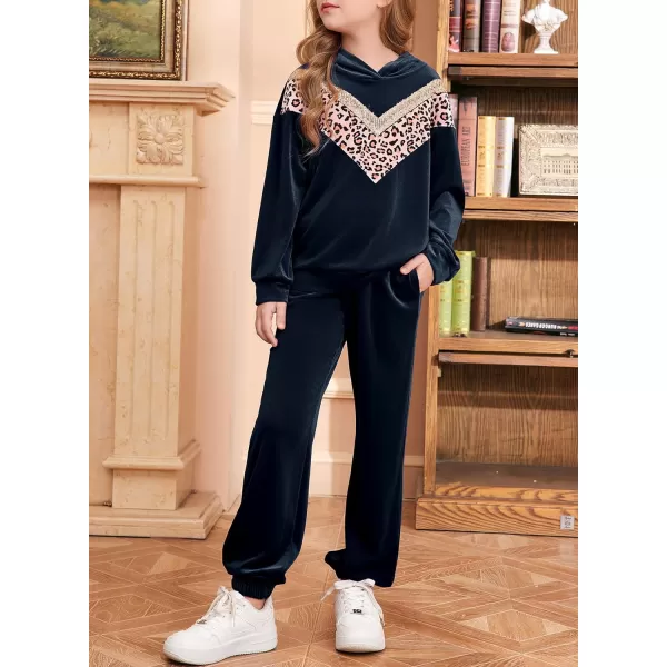 blibean Girls Velvet Clothes Set Tween Leopard Jogger Sweatsuit Outfits Size 6-15 Years