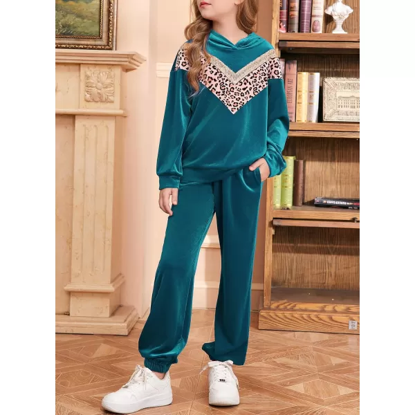 blibean Girls Velvet Clothes Set Tween Leopard Jogger Sweatsuit Outfits Size 6-15 Years