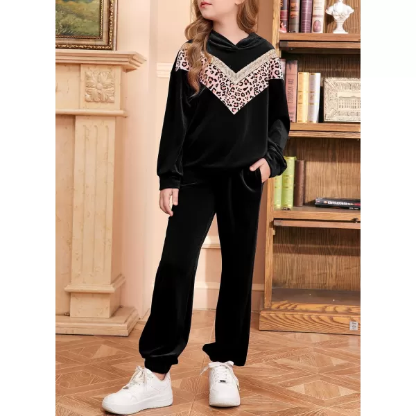 blibean Girls Velvet Clothes Set Tween Leopard Jogger Sweatsuit Outfits Size 6-15 Years