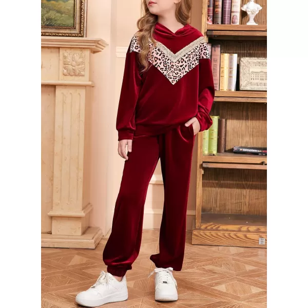 blibean Girls Velvet Clothes Set Tween Leopard Jogger Sweatsuit Outfits Size 6-15 Years