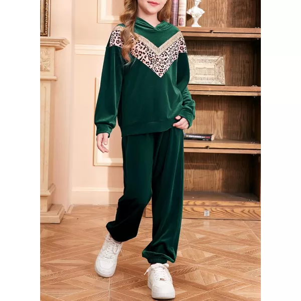 blibean Girls Velvet Clothes Set Tween Leopard Jogger Sweatsuit Outfits Size 6-15 Years