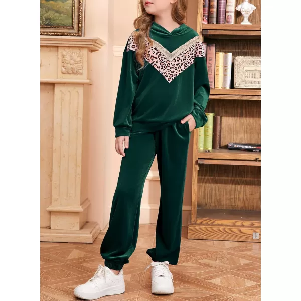 blibean Girls Velvet Clothes Set Tween Leopard Jogger Sweatsuit Outfits Size 6-15 Years