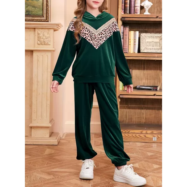 blibean Girls Velvet Clothes Set Tween Leopard Jogger Sweatsuit Outfits Size 6-15 Years
