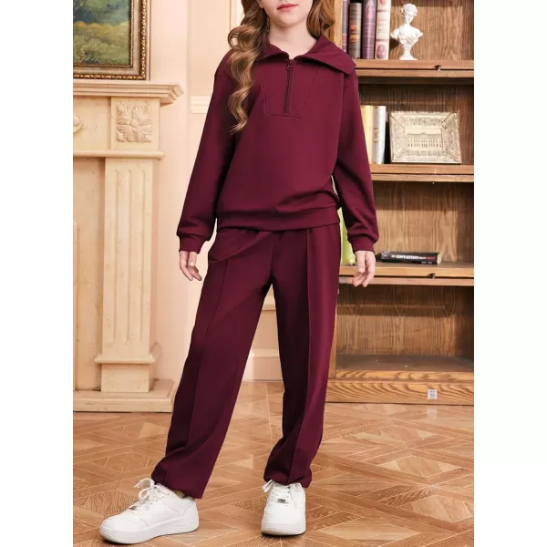 blibean Teen Girls Fall Cotton Half Zipper Sweat Suits Kids Pants Sets Size 6-15 Years