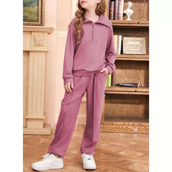 blibean Teen Girls Fall Cotton Half Zipper Sweat Suits Kids Pants Sets Size 6-15 Years