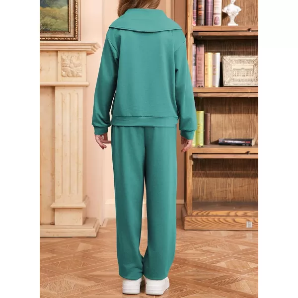 blibean Teen Girls Fall Cotton Half Zipper Sweat Suits Kids Pants Sets Size 6-15 Years