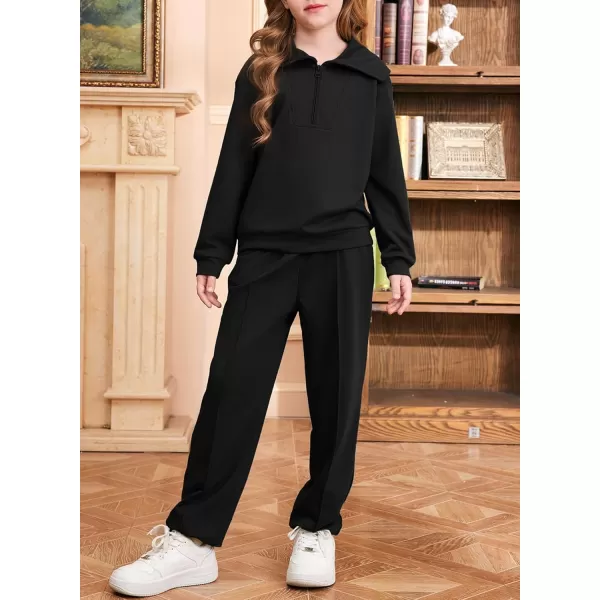 blibean Teen Girls Fall Cotton Half Zipper Sweat Suits Kids Pants Sets Size 6-15 Years