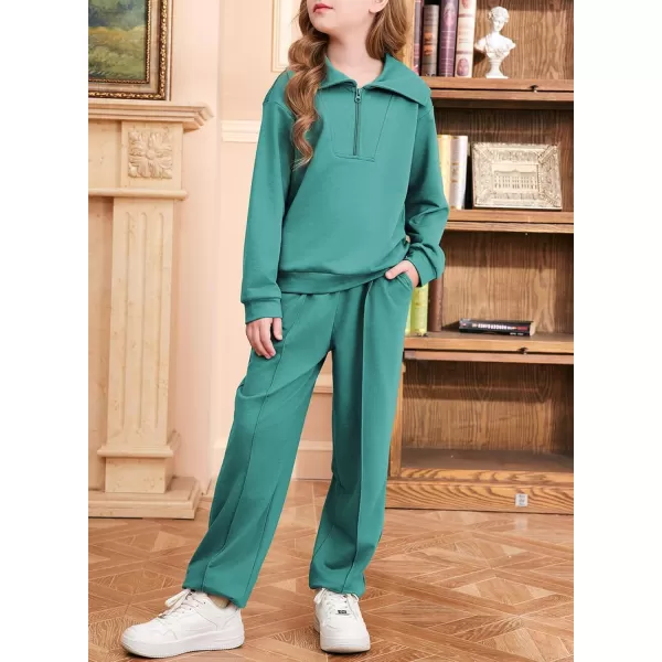 blibean Teen Girls Fall Cotton Half Zipper Sweat Suits Kids Pants Sets Size 6-15 Years