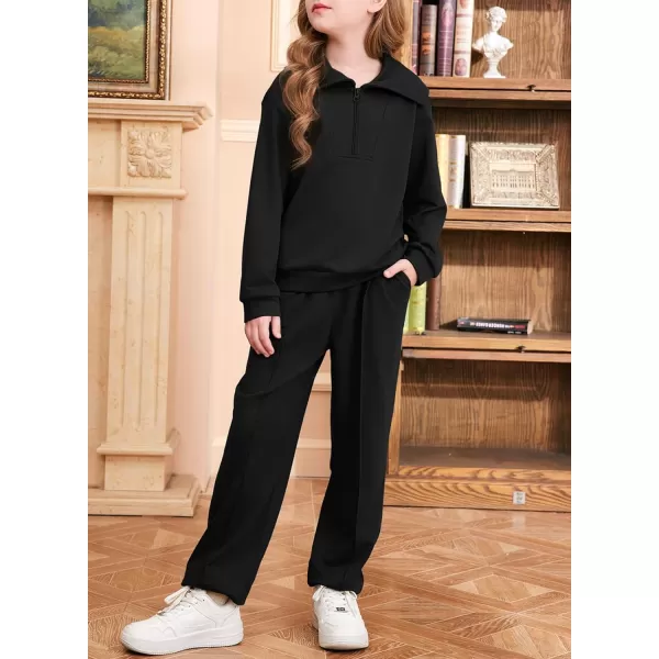 blibean Teen Girls Fall Cotton Half Zipper Sweat Suits Kids Pants Sets Size 6-15 Years