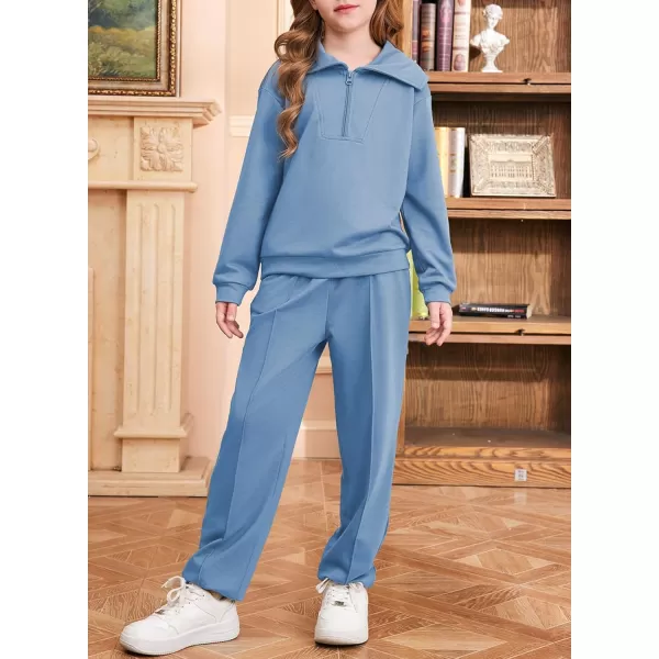 blibean Teen Girls Fall Cotton Half Zipper Sweat Suits Kids Pants Sets Size 6-15 Years