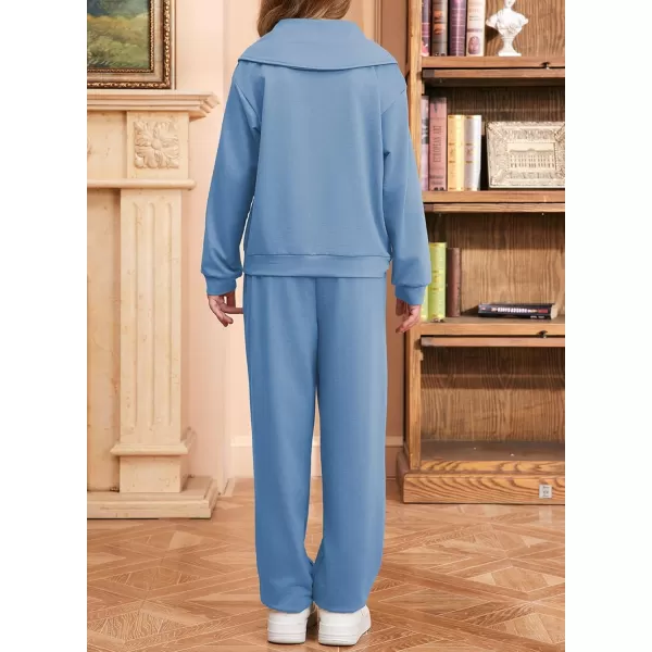 blibean Teen Girls Fall Cotton Half Zipper Sweat Suits Kids Pants Sets Size 6-15 Years