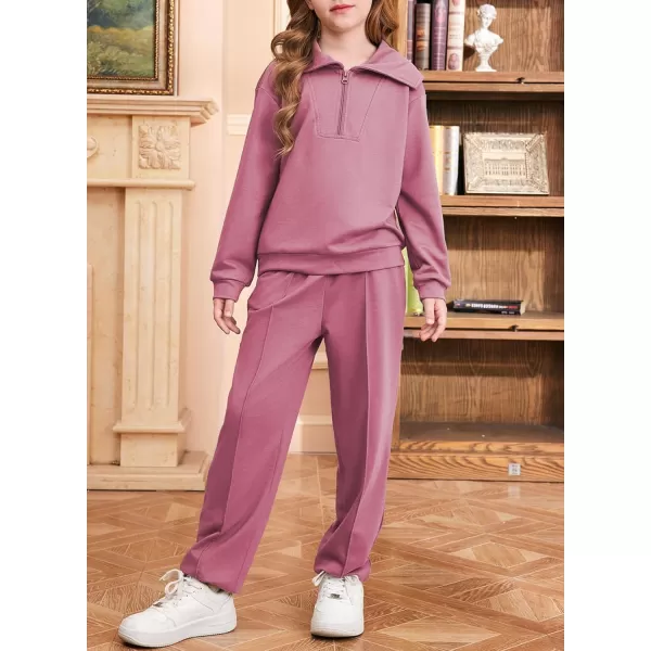 blibean Teen Girls Fall Cotton Half Zipper Sweat Suits Kids Pants Sets Size 6-15 Years
