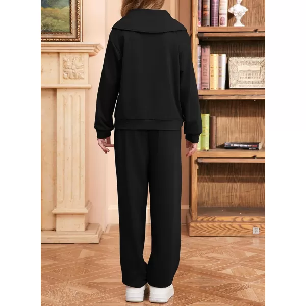 blibean Teen Girls Fall Cotton Half Zipper Sweat Suits Kids Pants Sets Size 6-15 Years