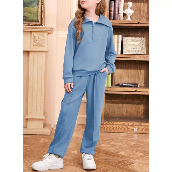blibean Teen Girls Fall Cotton Half Zipper Sweat Suits Kids Pants Sets Size 6-15 Years