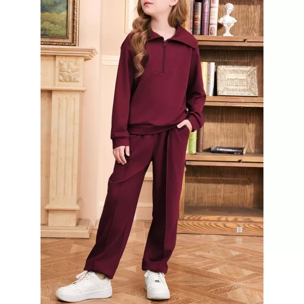 blibean Teen Girls Fall Cotton Half Zipper Sweat Suits Kids Pants Sets Size 6-15 Years