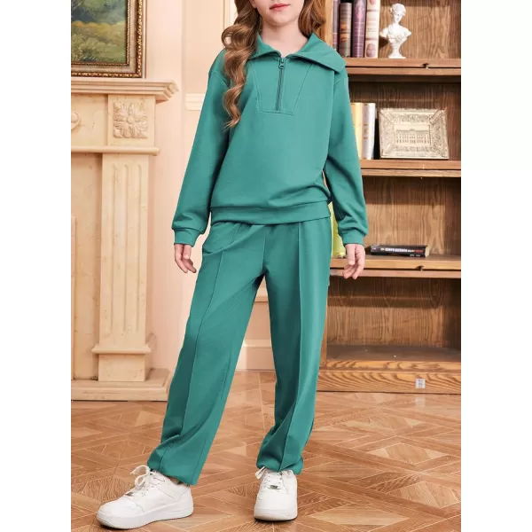 blibean Teen Girls Fall Cotton Half Zipper Sweat Suits Kids Pants Sets Size 6-15 Years