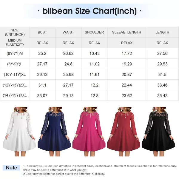 blibean Teen Girls Fall Formal Dresses Kids Long Sleeve Soft Knit Dress Size 6-15 Years