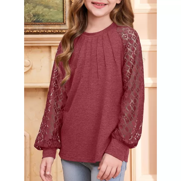 blibean Teen Girls Semi Formal Bloues Kids Lace Long Sleeve Shirts Size 6-15 Years