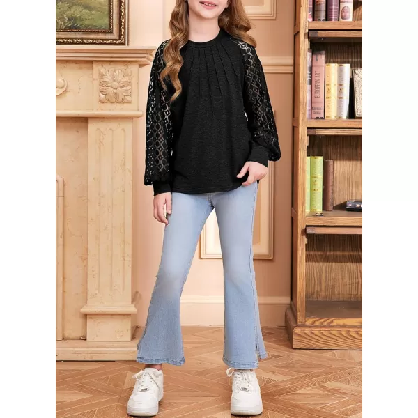 blibean Teen Girls Semi Formal Bloues Kids Lace Long Sleeve Shirts Size 6-15 Years